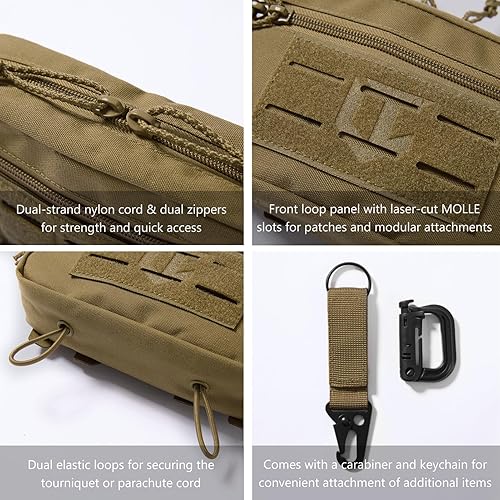 Miniatura 6 de Bolsa táctica de administración cortada con láser MOLLE EDC Organizador de herramientas con mosquetón y llavero Modular Dangler Utility Sack