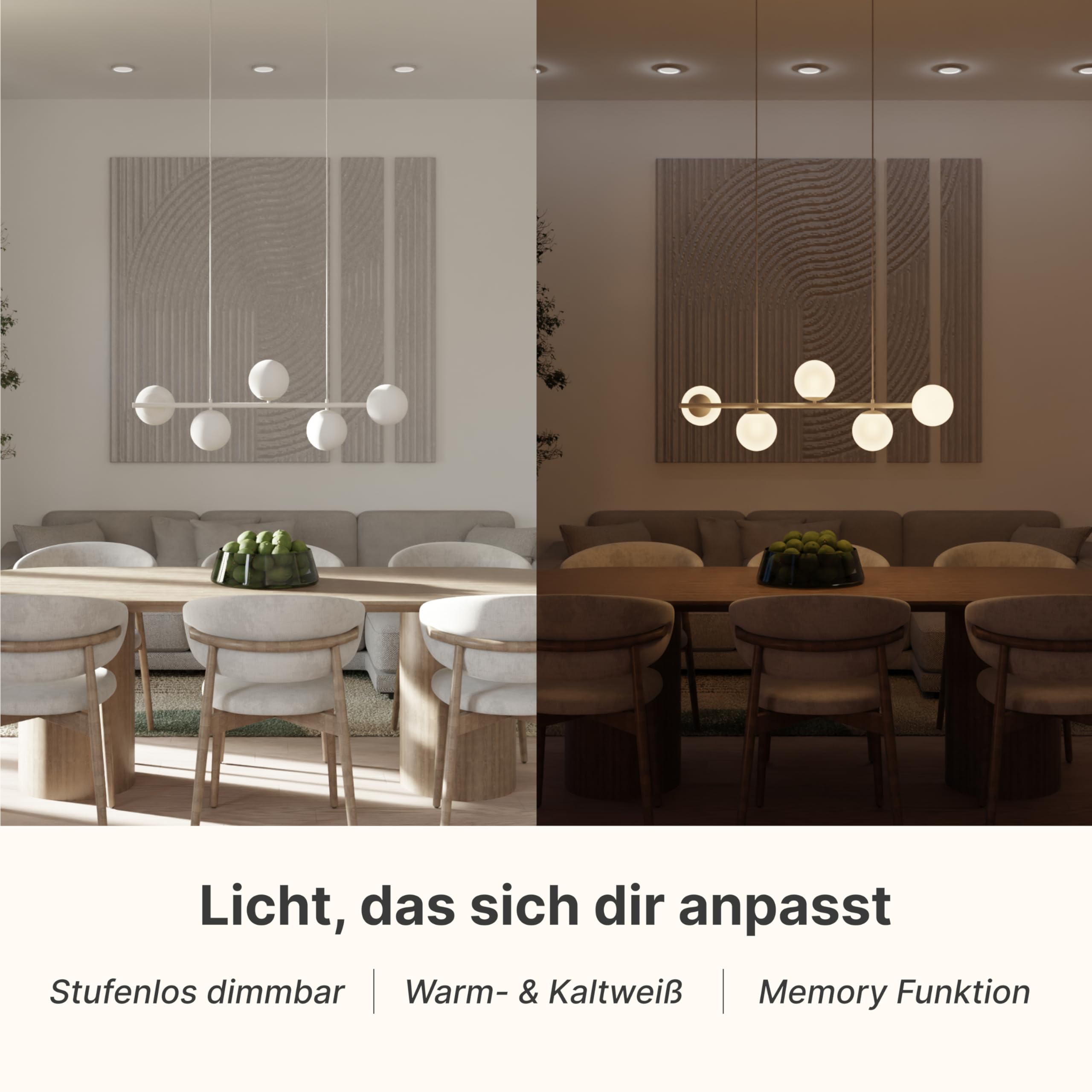 Pendelleuchte 'Livana' 5-flammig nicht dimmbar LED Deckenleuchte mit Opalglaskugeln für Esstisch Küche Wohnzimmer Hängeleuchte Beige 100cm
