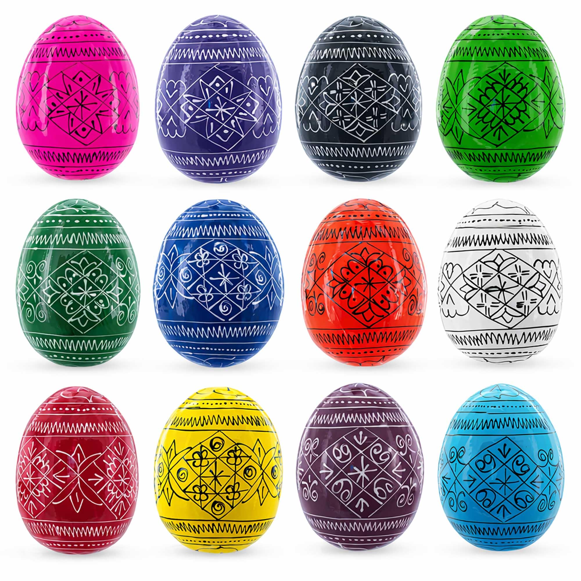 Huevos de Pascua ucranianos hechos de madera, tradición viva pintada a mano para el hogar
