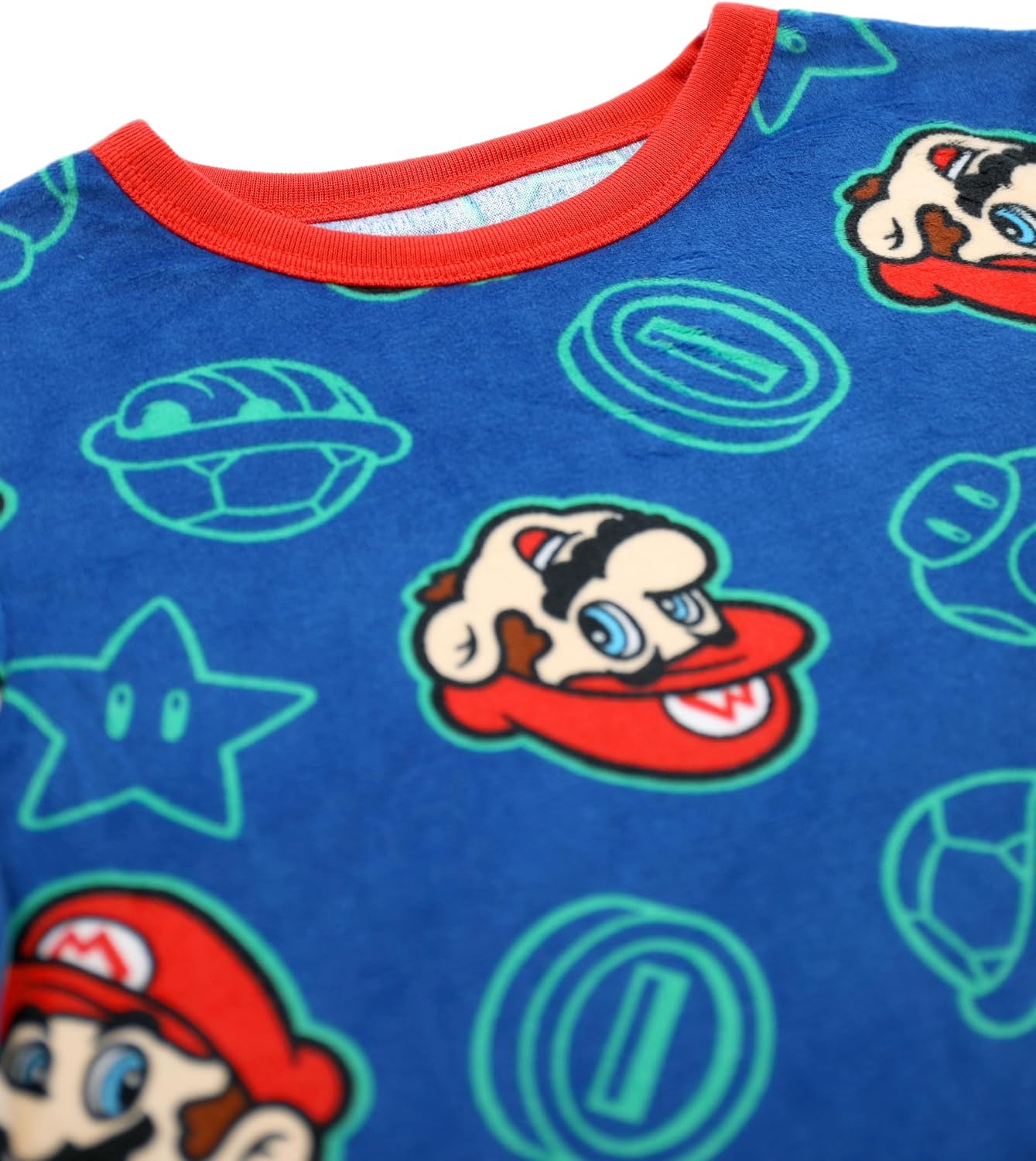 Nintendo Super Mario Boys Pajamas - 2 Piece Gamer PJs for Kids - Cozy Fleece Sleepwear Mario Shirt & Pant Set, Size 4 to 10