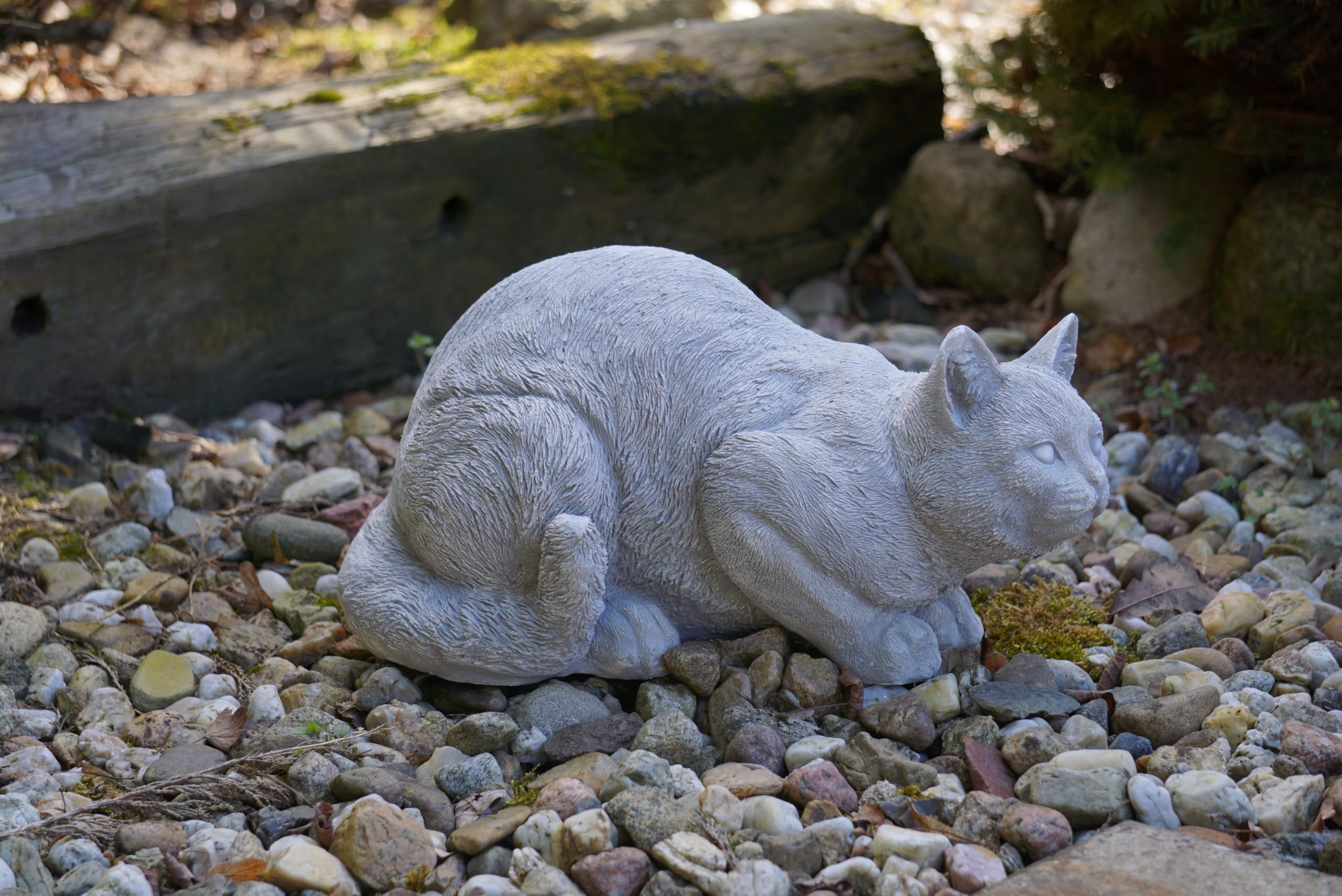 gartendekoparadies.de Leżący kot kamienna figurka, szara, odlew kamienny, 34 x 21 x 20 cm, 11 kg, odporna na mróz, dekoracja ogrodu