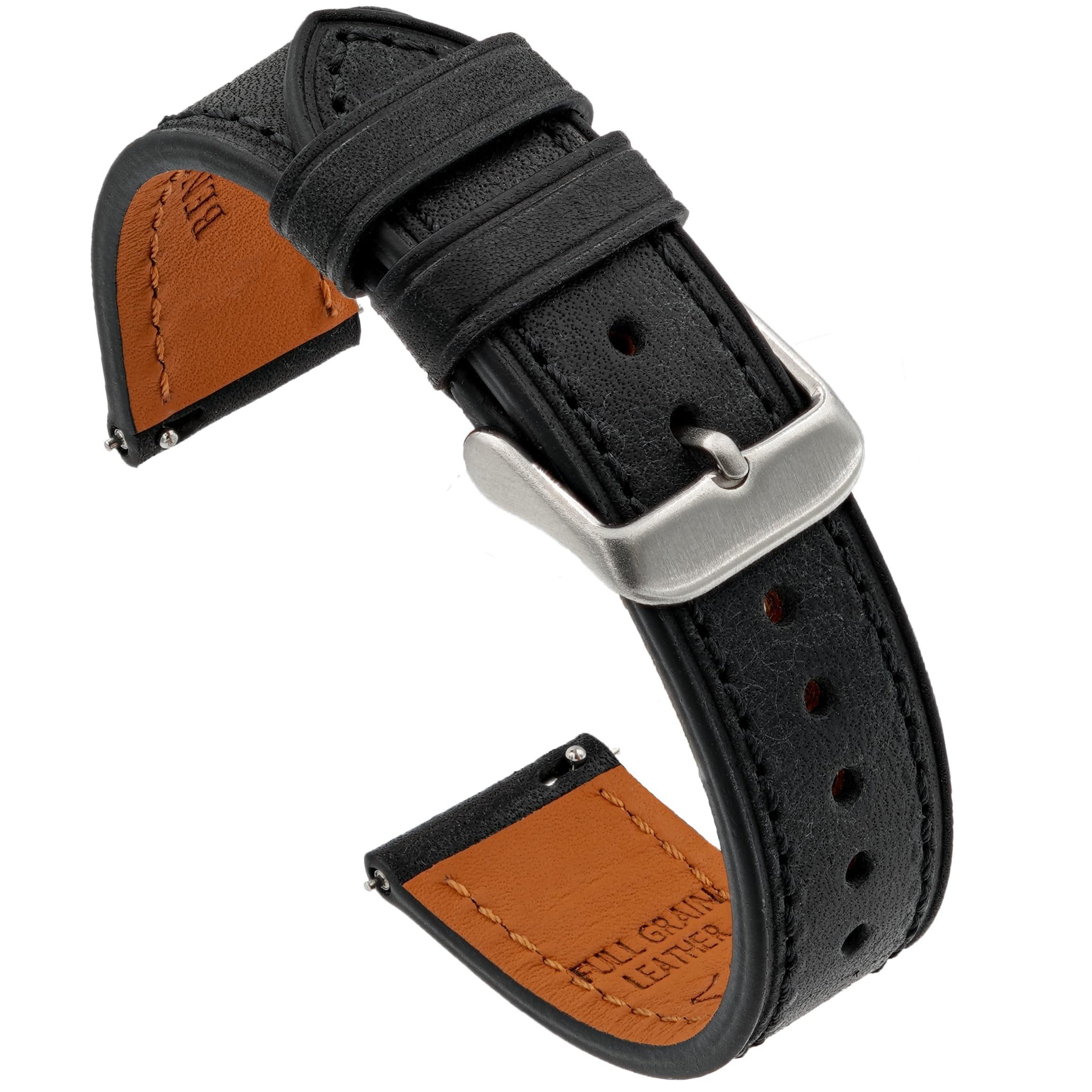 Benchmark BasicsBenchmark Leather Watch Band - Premium Italian Full Grain Leather Watch Straps for Men and Women with Quick Release Spring Bars - Choice of Color and Width - 18mm, 20mm, 22mm