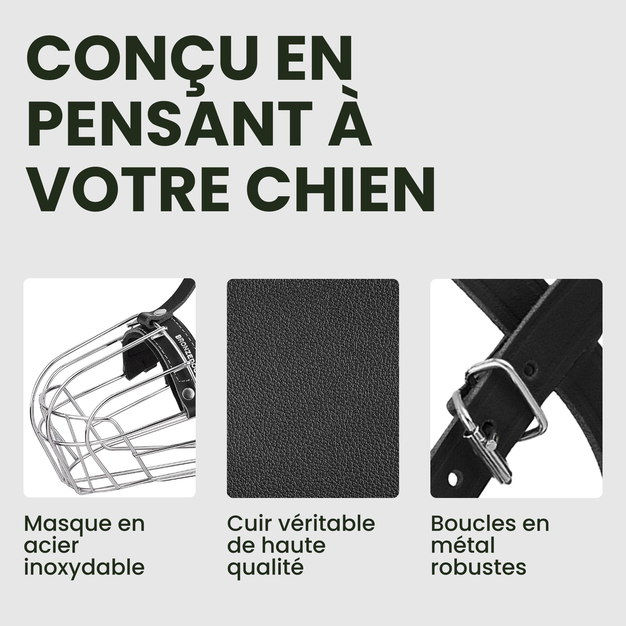 BRONZEDOG Muselière pour Chien en Fil de Fer - Berger Allemand pour Chiens de Taille Moyenne et Grande - Panier en métal Durable pour Mordre, mâcher et aboyer (L)
