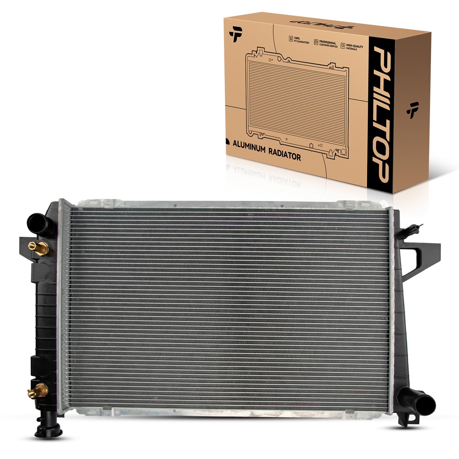 PHILTOP Car Radiators Compatible with 1985-1992 Bronco 4.9L 1985-1996 F-150/F-250/F-350 4.9L (w/o A/C;w/ 1 Row Core) CU1452