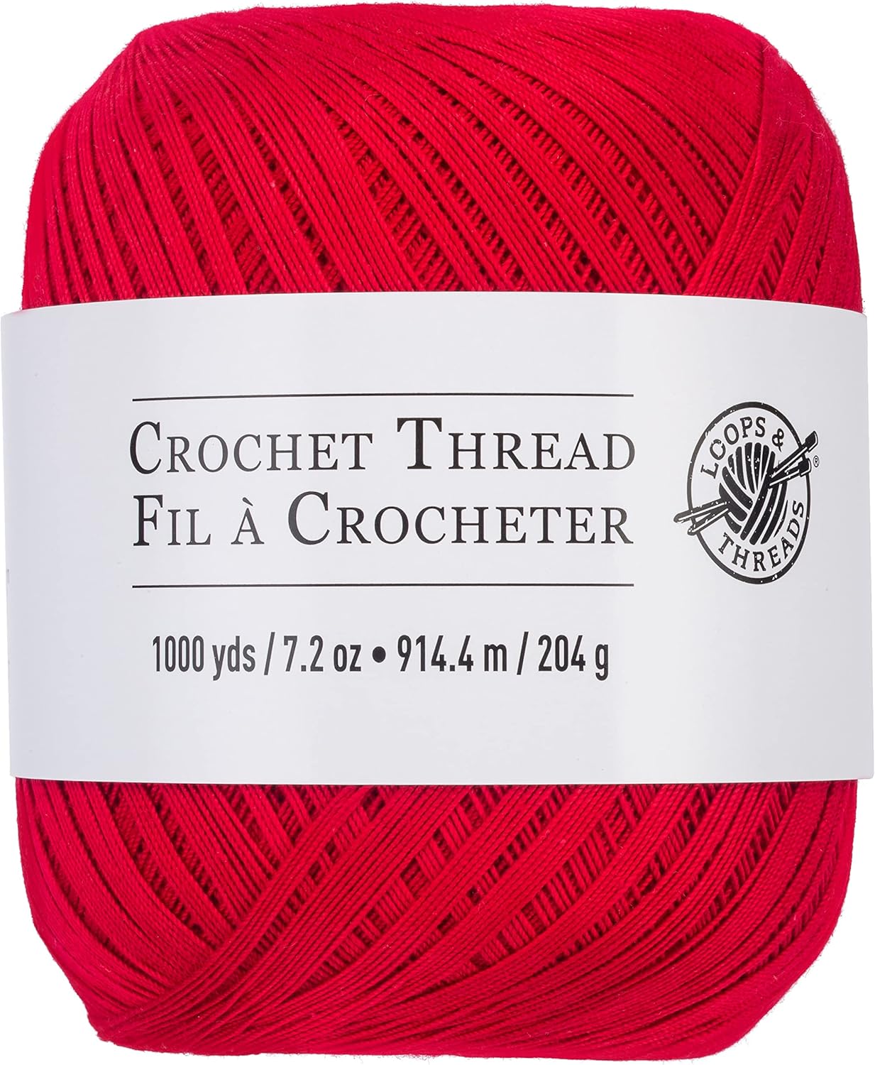 Loops & Threads Cotton Crochet Thread - Thread for Knitting, Crochet, Weaving, Arts & Crafts - Red, Bulk 12 Pack