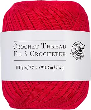 Loops & Threads Cotton Crochet Thread - Thread for Knitting, Crochet, Weaving, Arts & Crafts - Red, Bulk 12 Pack