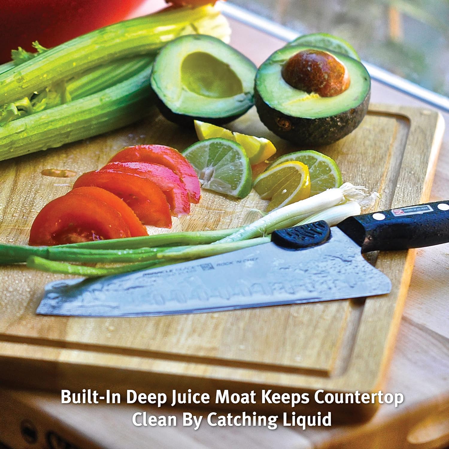 Miracle Blade Official Cutting Board - Solid Natural Wood - Expertly Crafted and Versatile