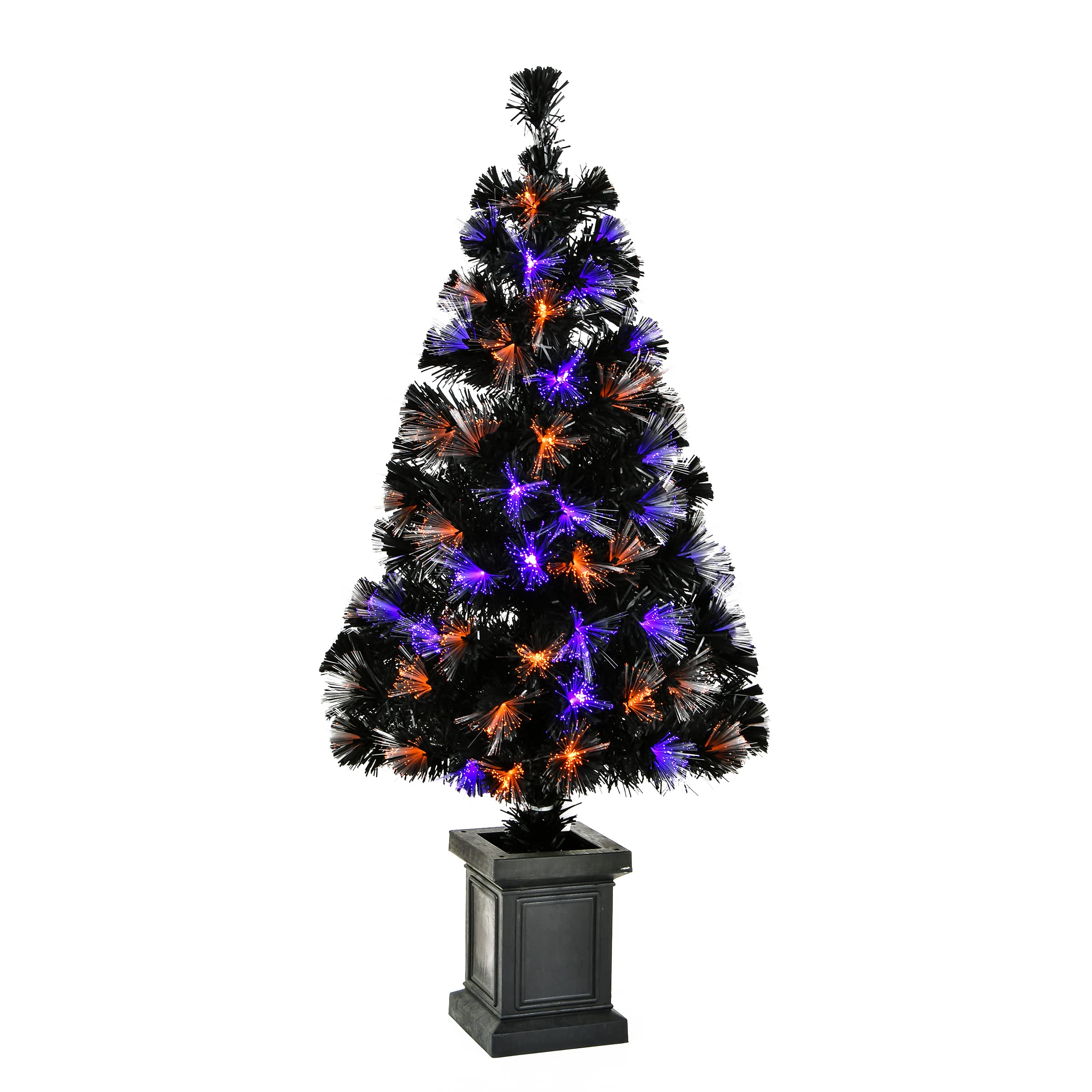 Photo 1 of National Tree Company Pre Lit Artificial Tree Decoration, Black, Fiber Optic, LED Lights, Plug in, Halloween Collection, 4 Feet