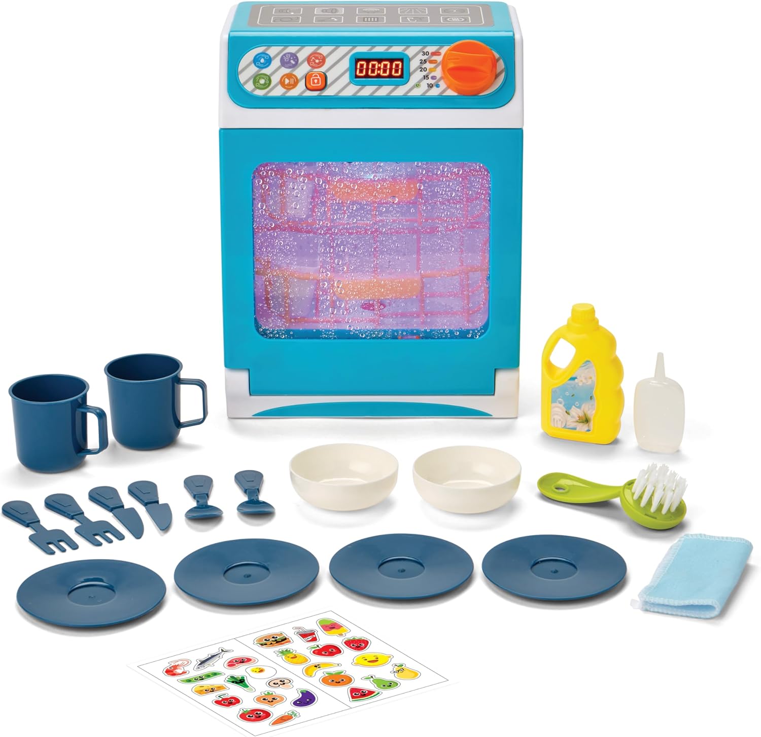 Kidoozie | Just Imagine| Magic Rinse Dishwasher Pretend Playset – Kids Toy Dishwasher with Lights, Sounds & Water Spray, Kitchen Role Play Appliance Toy with Dishes & Utensils Ages 3+