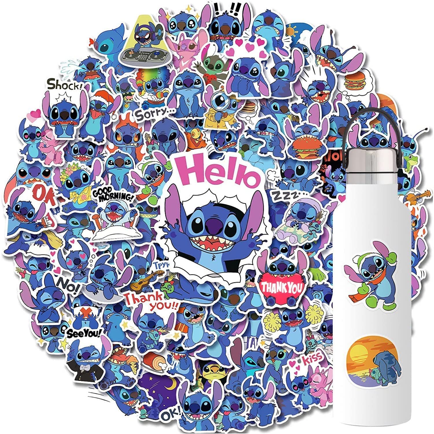Buy 100Pcs Stitch Stickers, Lilo and Stitch Stickers for Water Bottles