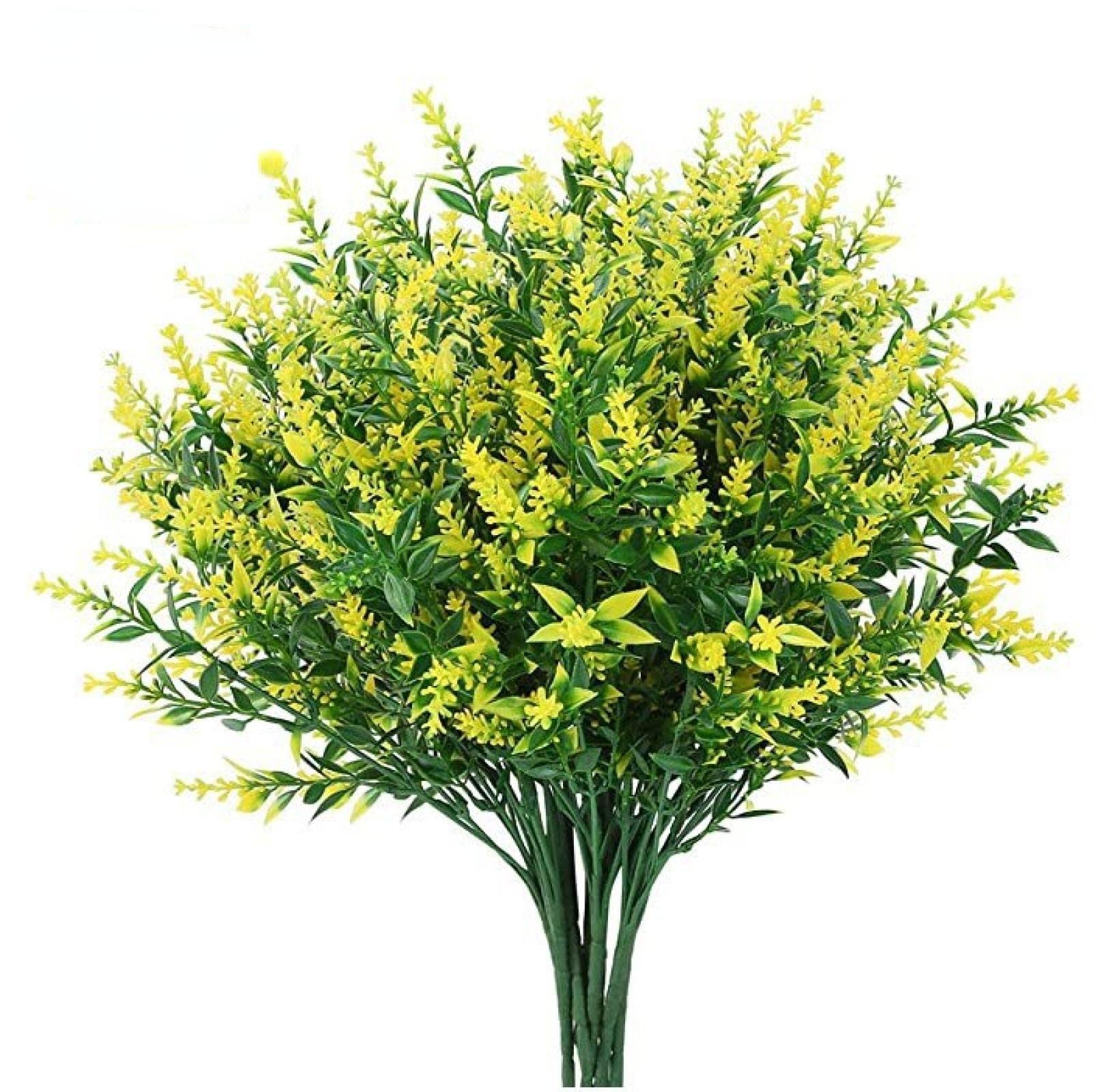 GJGHKLHL artificial flowers， Artificial Green Plants Flowers Plastic Lavender Fake Home Wedding Outdoor Balcony Black/122(Yellow)