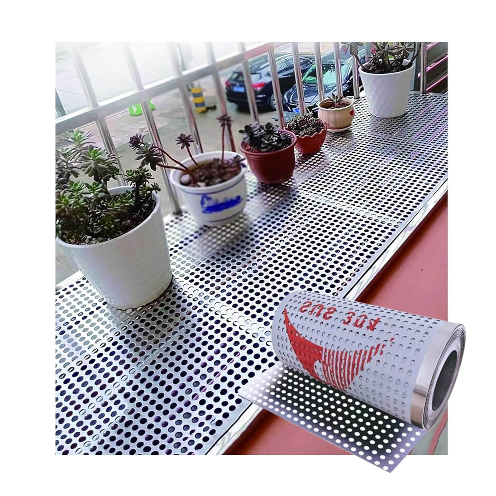 Tôle perforée déployée en acier inoxydable 304, treillis métallique à monter soi-même, tôle perforée for la protection décorative des balustrades de balcon(W20*L400cm/W7.87*L157.4in)