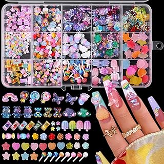 Major Dijit 3D Mix Assorted Color Nail Charms Acrylic Multi Cute Nail Art Charms Hollow Candy Jewelry Nail Supplies for Nail Art Design DIY Crafts Accessories (Colorful Candy)