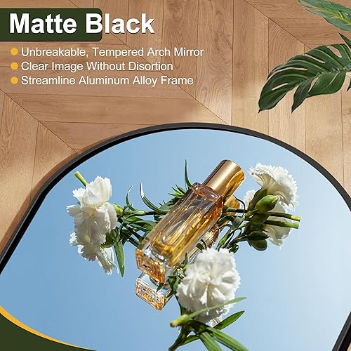 Vista 31 de NicBex - Espejo arqueado, de cuerpo entero, 64 x 24 pulgadas, con marco de aleación de aluminio, soporte, negro, se puede colocar de pie, apoyar