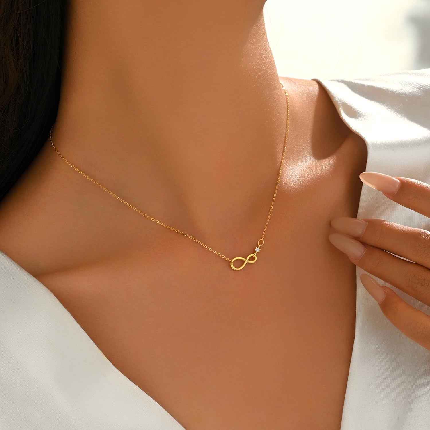 Infinity Necklace for Women 925 Sterling Silver Trendy 14K Gold Plated Cubic Zirconia Pendant Necklace Jewelry Valentine's Day Christmas Gifts - Image 4