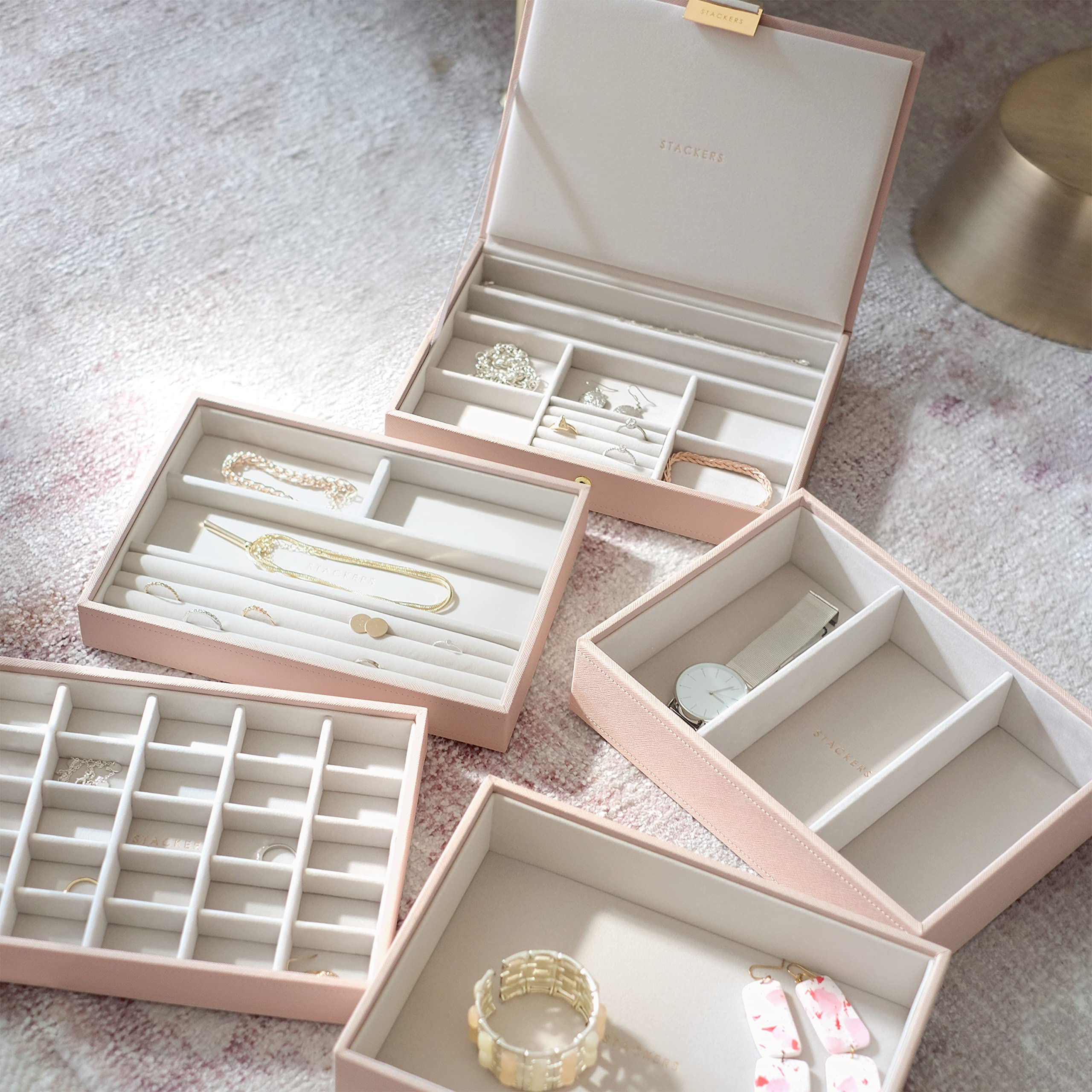 Stackers Blush Classic Set of 5 With Champagne Gold Fitting + Foil