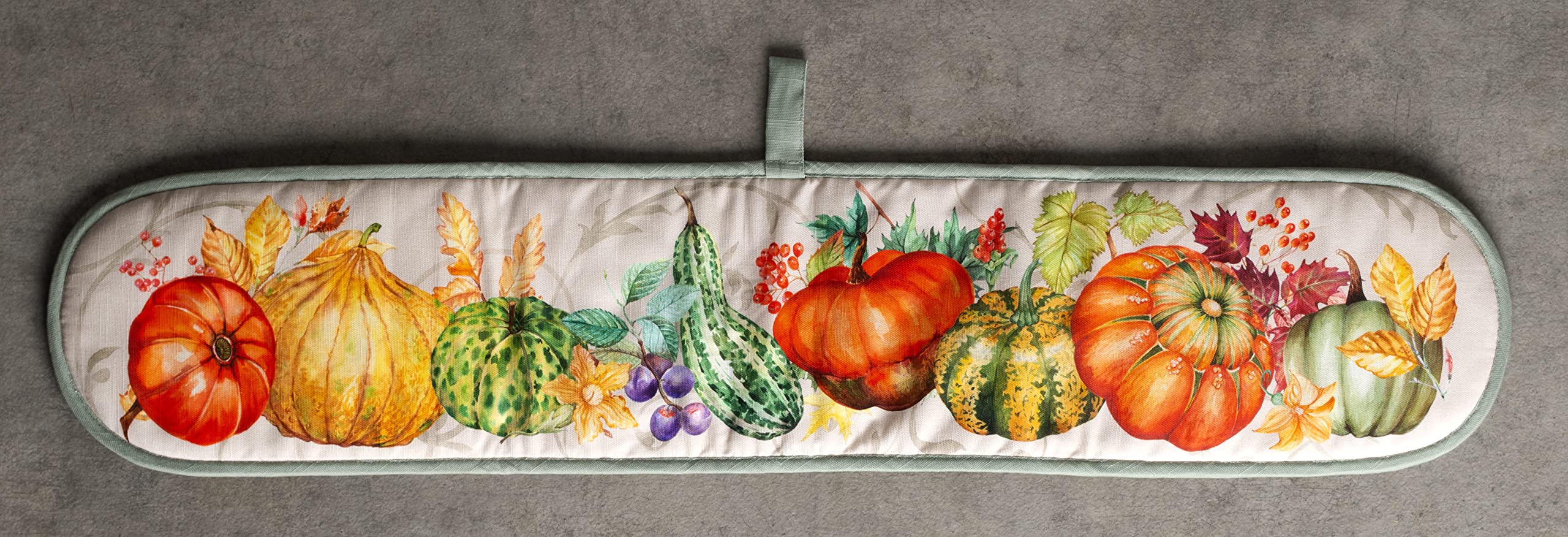 Maison d' Hermine Doppel-Kochhandschuhe, 100 % Baumwolle, Doppel-Ofenhandschuh, 17.8x88.9 cm, mit Aufhängeschlaufe, hitzebeständig, BBQ, Grillen und Mikrowelle, Lumina – Thanksgiving/Weihnachten