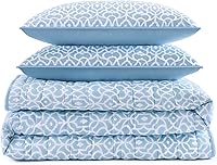 Vista 24 de Waverly Maldives - Juego de edredón de 3 piezas, tamaño matrimonial/queen, ropa de cama de percal de poliéster ligero en porcelana