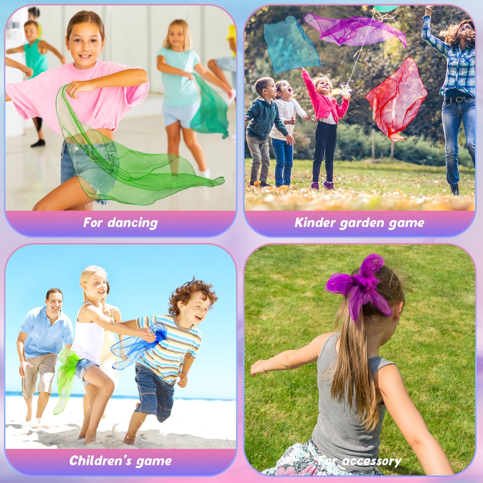 Cikyner Sciarpe di Giocoleria, 6 Pezzi di Foulard Giocoleria Colorati 60x60 cm Sciarpe da Giocoleria Panni da Giocoliere per Danza per Interni e Giardini, Giocoleria, Gioco Sensoriale per Bambini