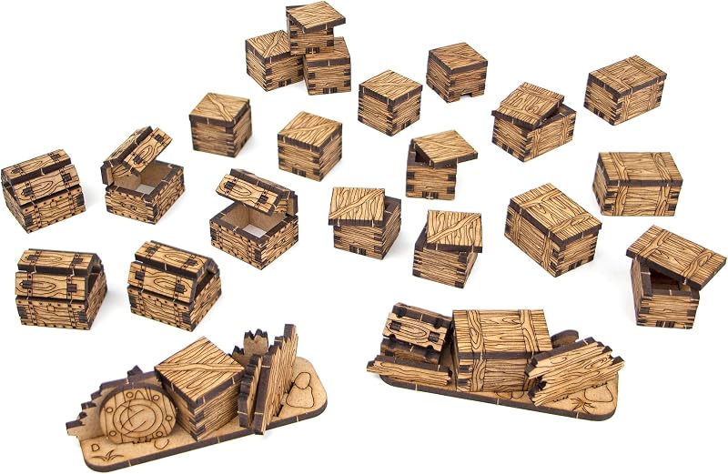 Caja y cofre Terreno DND, Muebles Escenario a escala de 28 mm, Accesorios para mazmorras y dragones, Pathfinder, Warhammer, Caja de obstáculos, Miniaturas de juegos de guerra de mesa, Alfombra de batalla de fantasía RPG