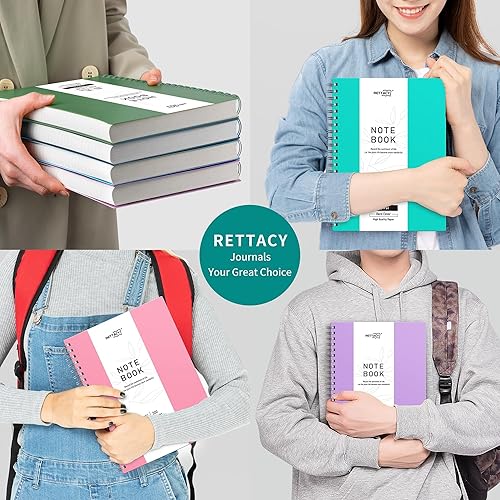 Miniatura 6 de RETTACY Cuaderno de espiral de cuadrícula de puntos, diario B5 de 300 páginas para el trabajo, la escuela y el hogar con papel de alta calidad de