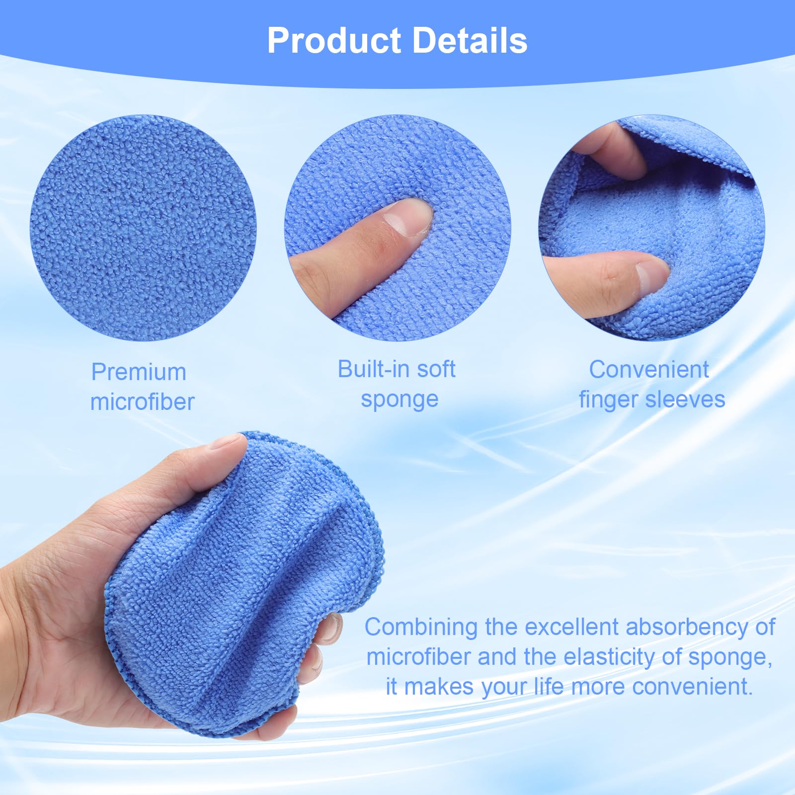 8 Stück Politur Schwamm, Polierschwamm Auto mit Fingertasche Scrub Pad für Autos, LKW, Boot, Reinigung und Feinpolieren (5 Zoll/12.5 cm)