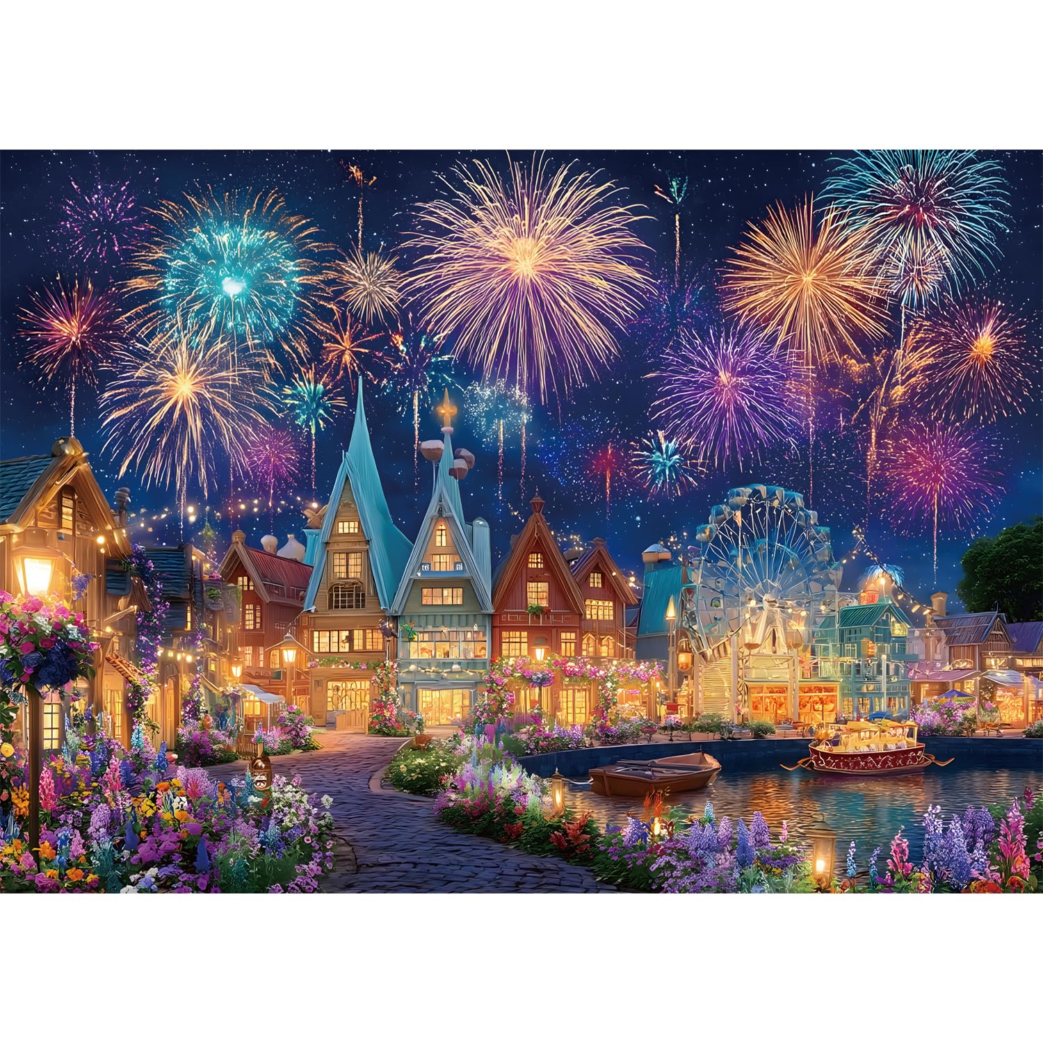 Yunlus Jigsaw Puzzles for Adults 1000 Pieces Fireworks Festival Celebration Puzzles Impossible Hard Difficult Challenging Puzzles for Adults Christmas Jigsaw Puzzle 1000 Pieces 28 x 20 inch