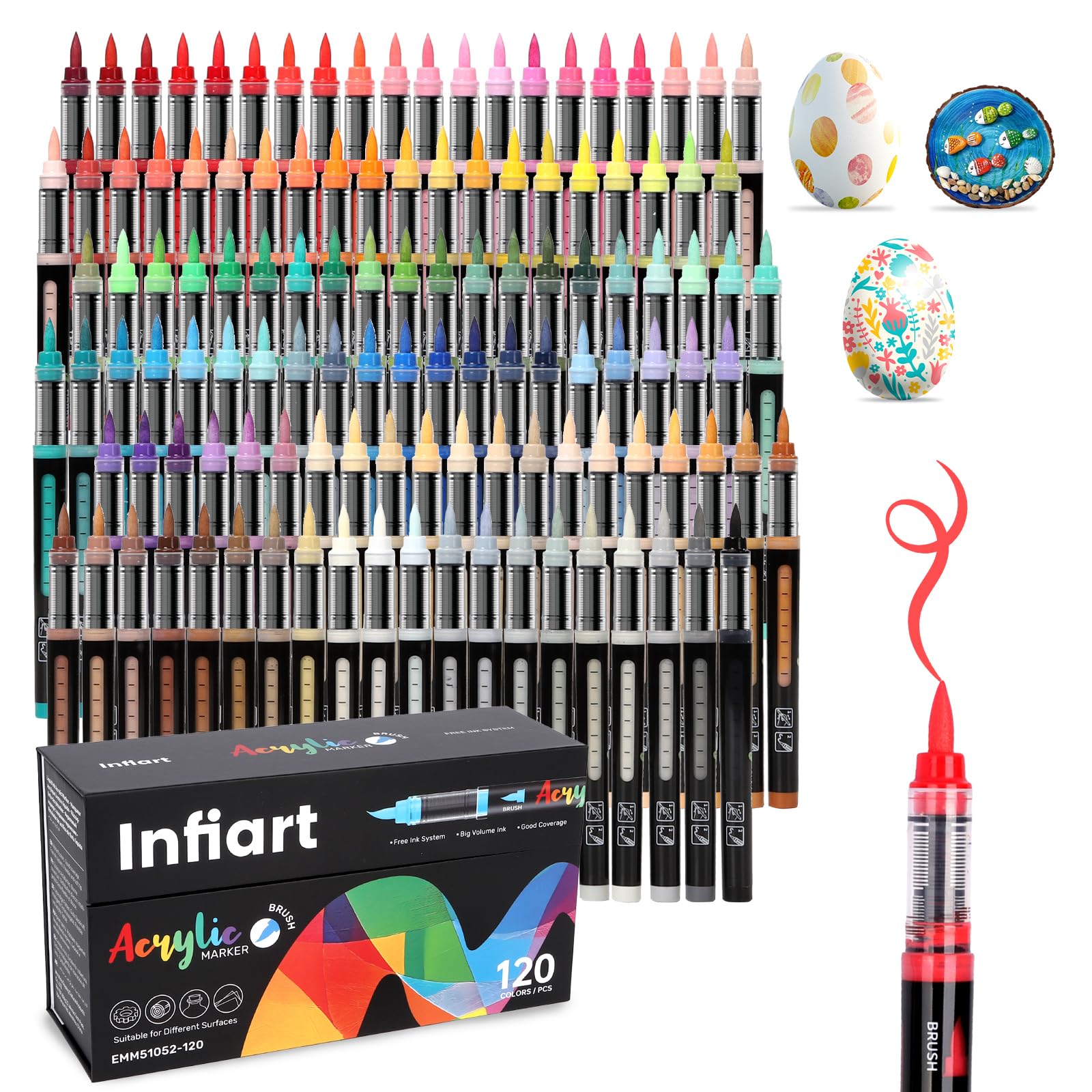 120 Colors Acrylic Paint Markers, 3X Large Capacity Flexible Tip Paint Pens