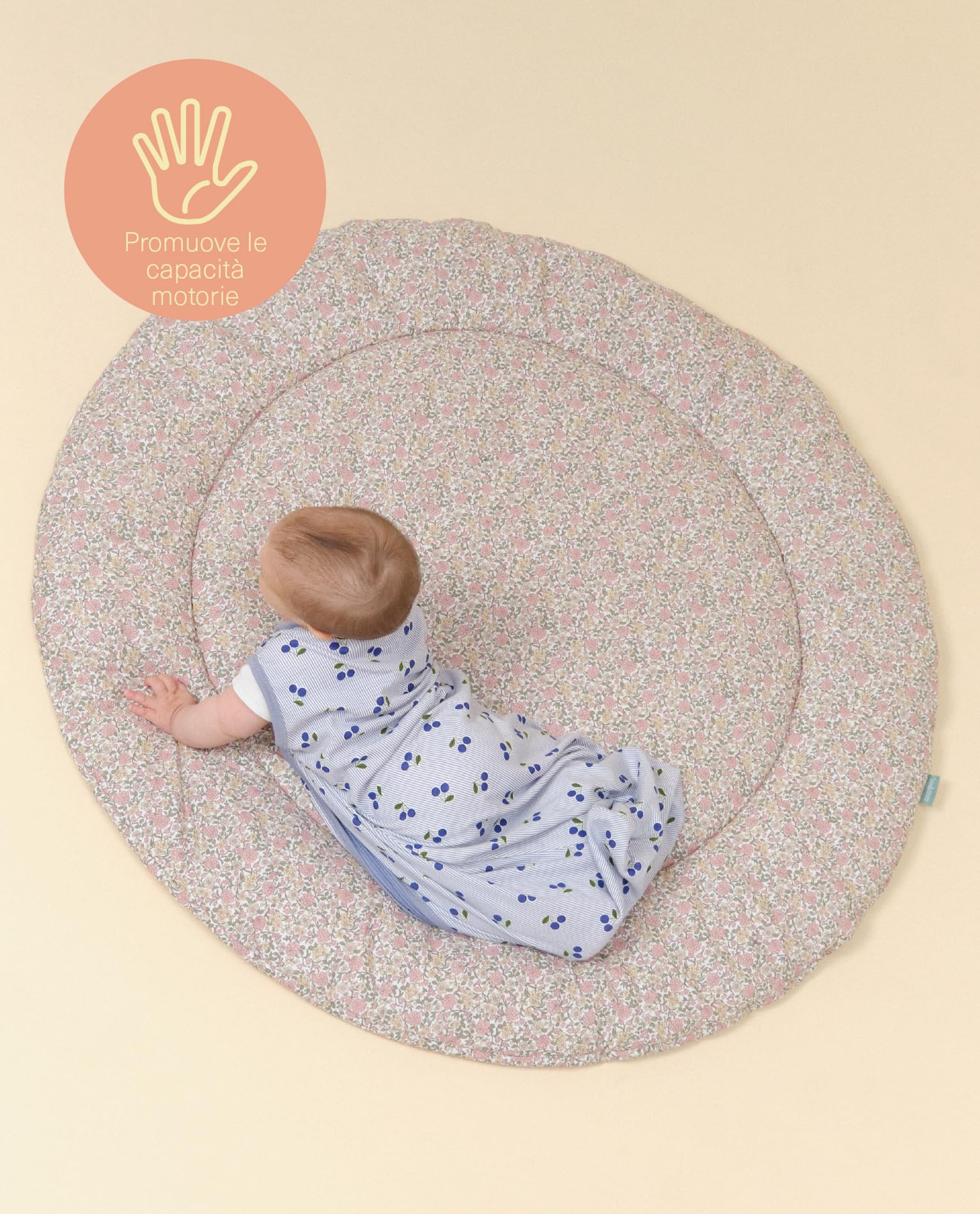 Molis&co – Play Mat for Children and Babies 100 x 5 cm – Soft Children's Rug – Foldable and Reversible and Washable Baby Play Mat – 100% Cotton (OEKO-TEX 100) – Peony - 4