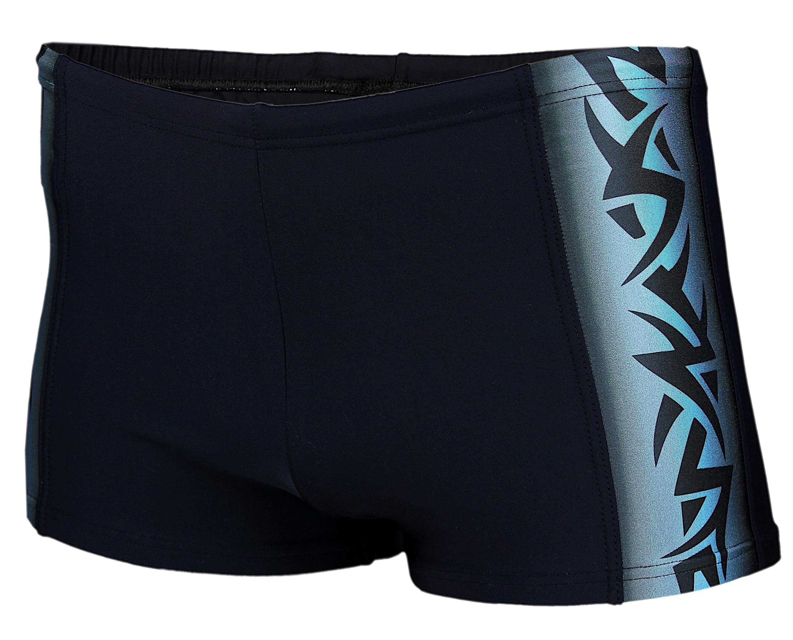 Aquarti Herren Badeshorts Schwarz/Blau XX L: Kurz mit Streifen