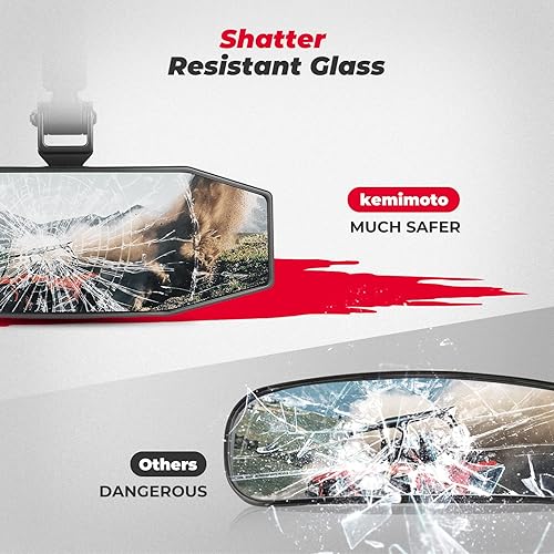 Miniatura 6 de KEMIMOTO Espejo central UTV, abrazadera de aluminio ajustable, espejo retrovisor UTV para jaula de rollo de 1.5 a 2 pulgadas y compatible con