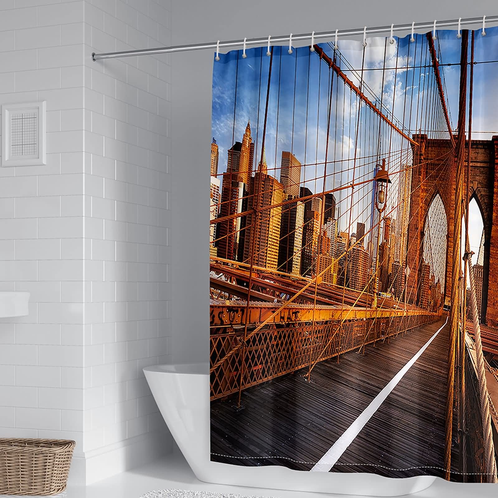 Rideau de douche anti moisissure polyester brun lavable 165x200