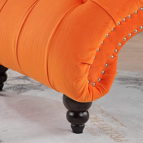 Miniatura 6 de Fulocseny Chaise Lounge de terciopelo copetudo para interiores, silla decorativa de ocio, sofá tapizado, tumbona de terciopelo, tumbona sin brazos,