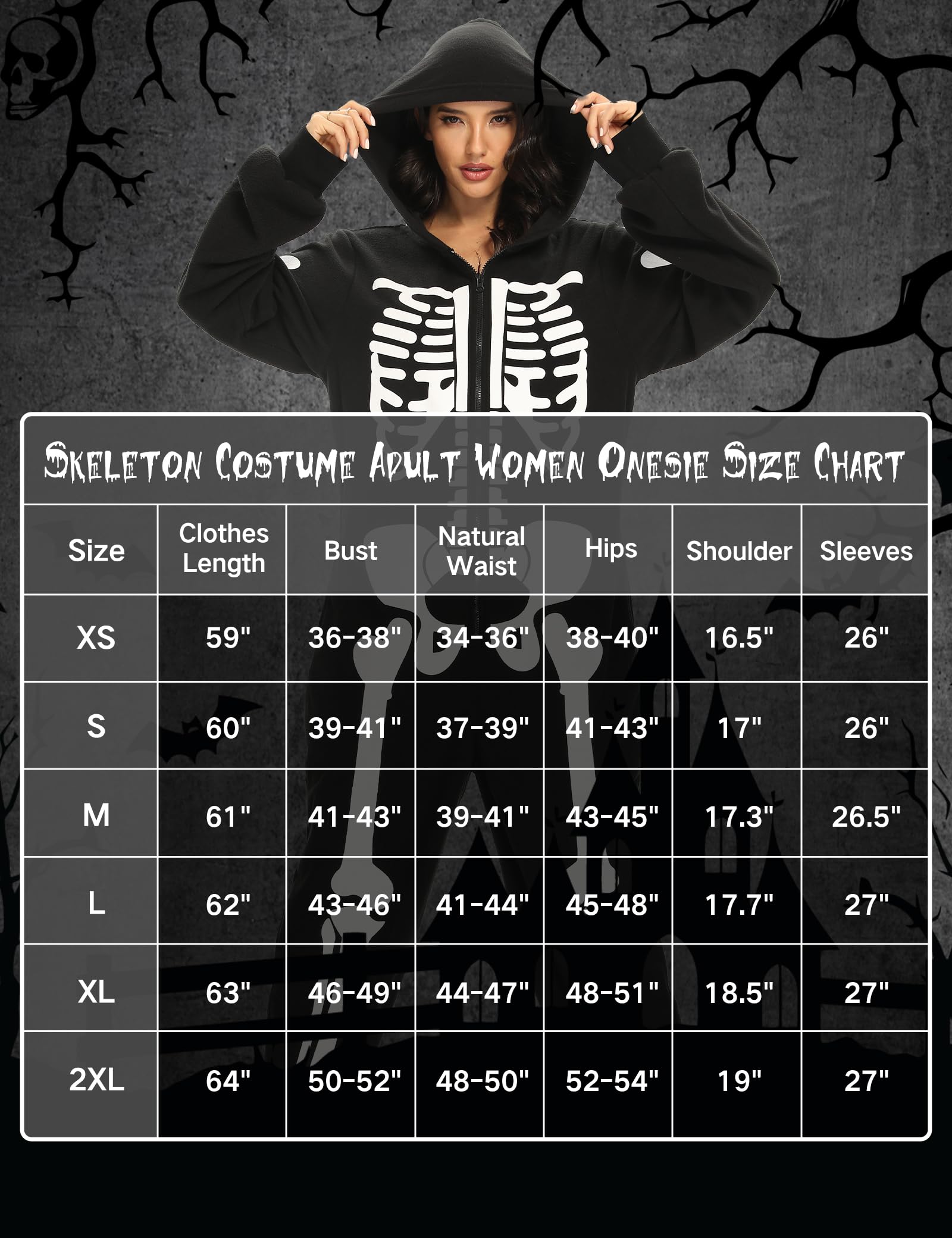 Disfraz de esqueleto para mujer adulta, pijama de Halloween, talla grande, traje acogedor para niña, fiesta de cosplay
