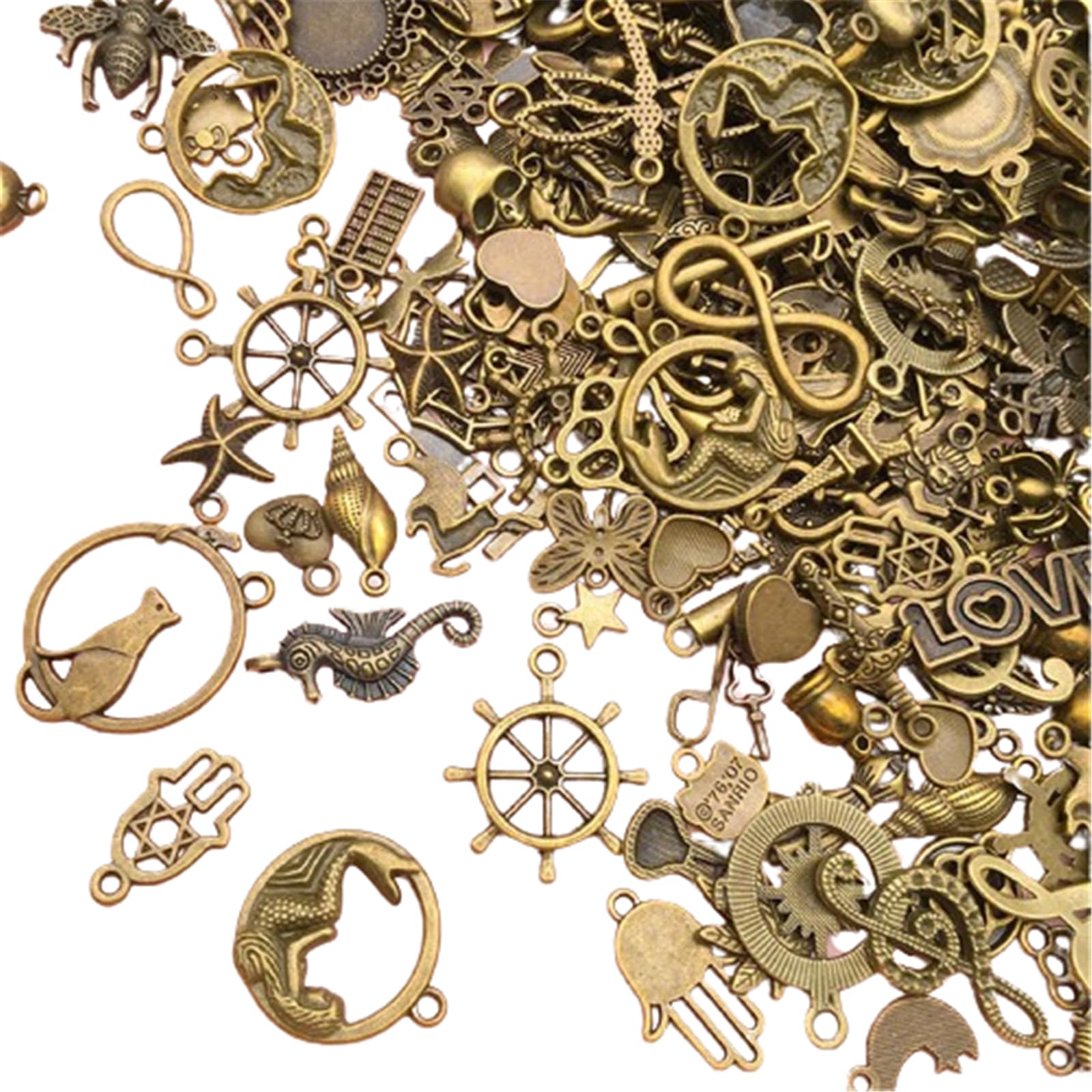 Michear Charms Pendants for Jewellery Making DIY Antique Handmade Accessories Mixed for Crafting,Vintage Necklace Bracelet Earrings Accessory (Mixed bronze)