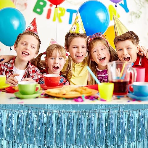 Miniatura 4 de Guirnalda metálica de flecos de papel de aluminio azul claro 8P para flotadores de desfile, despedida de soltera, boda, cumpleaños, Halloween,