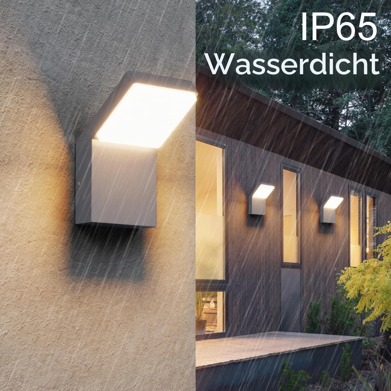 Klighten 24W Außenwandleuchte LED Aussenlampe, Anthrazit, Warmweiß 3000K