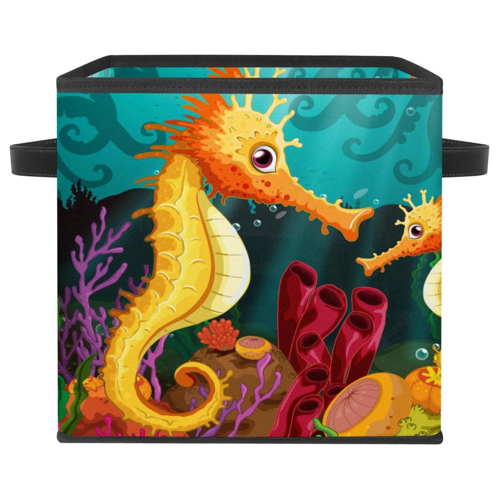 Bóîte de rangement pliable étanche motif mer avec double poignée
