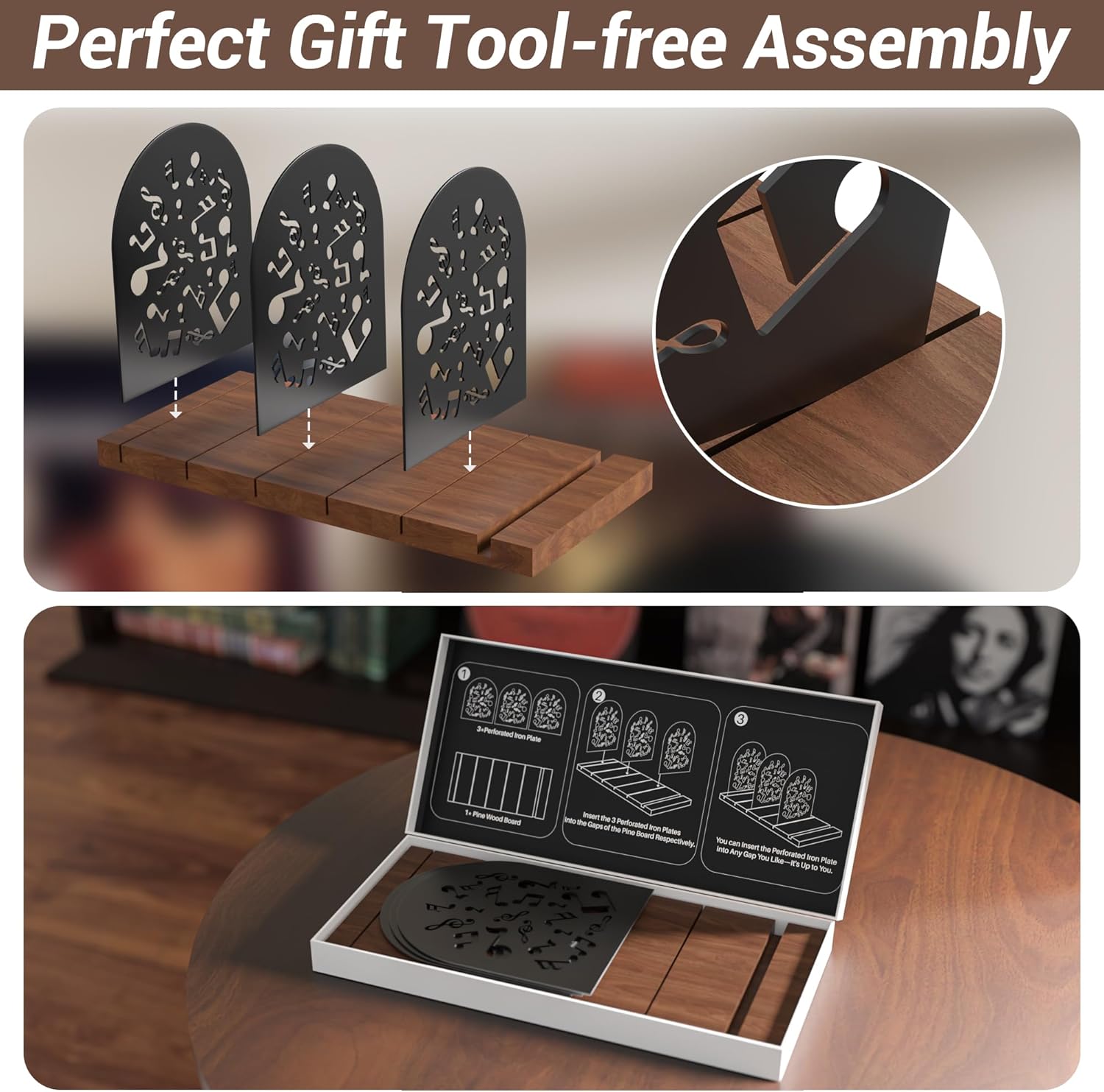 Vinyl Record Storage, Record Holder for 70-100 LP, Solid Pine Wood Vinyl Holder Record Stand, Sturdy Organizer Display Shelf for Collectibles, Album Covers, Magazine File, Books, Picture Ledge, Decor