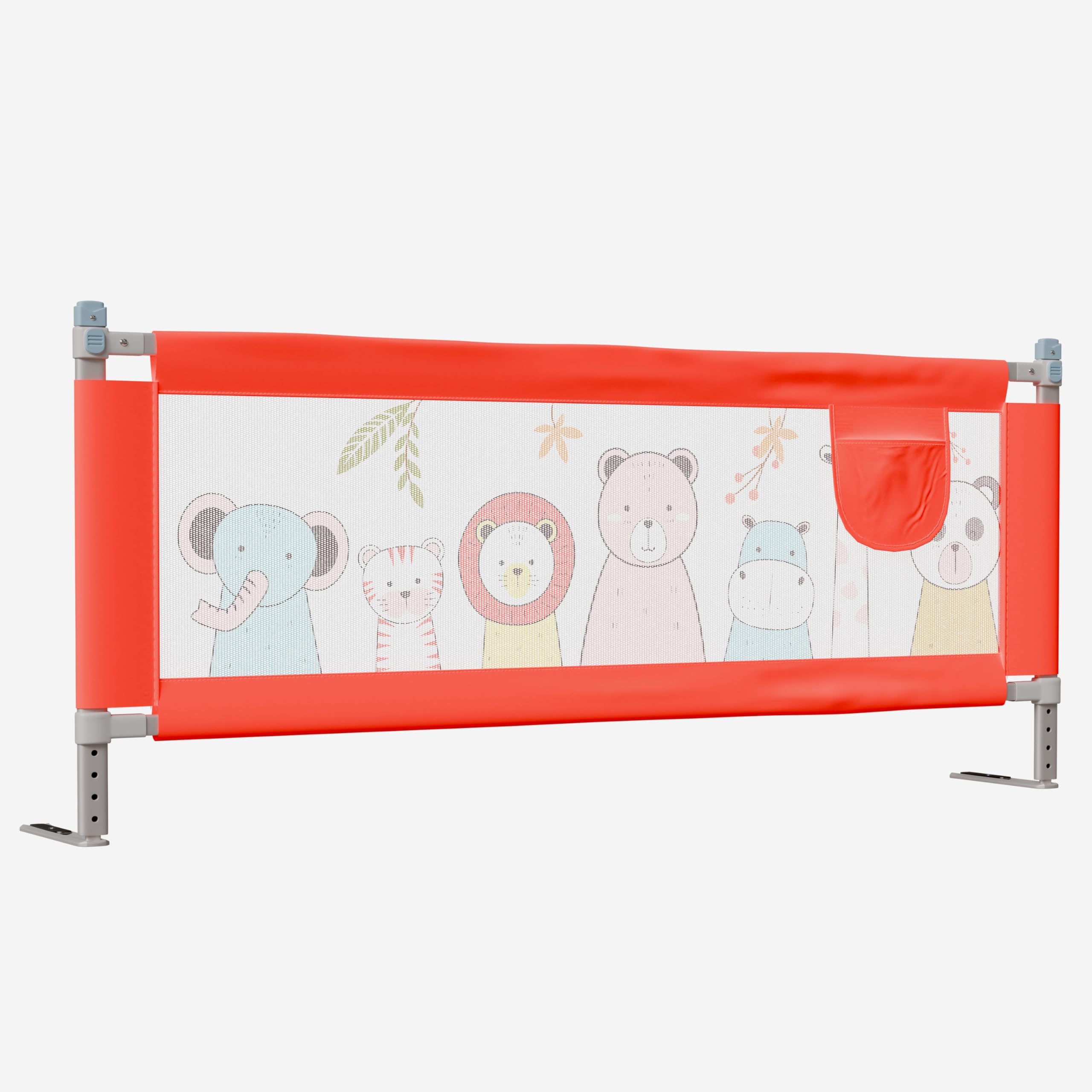 LuvLap Bed Rail Guard for Baby/Kids Safety, 180cm x 72 cm(6ft x 2.3ft), Portable & Foldable, Baby Safety Essential, Adjustable Height, Attractive Cartoon Prints, fits All Bed Sizes (Red - Printed)-image-10