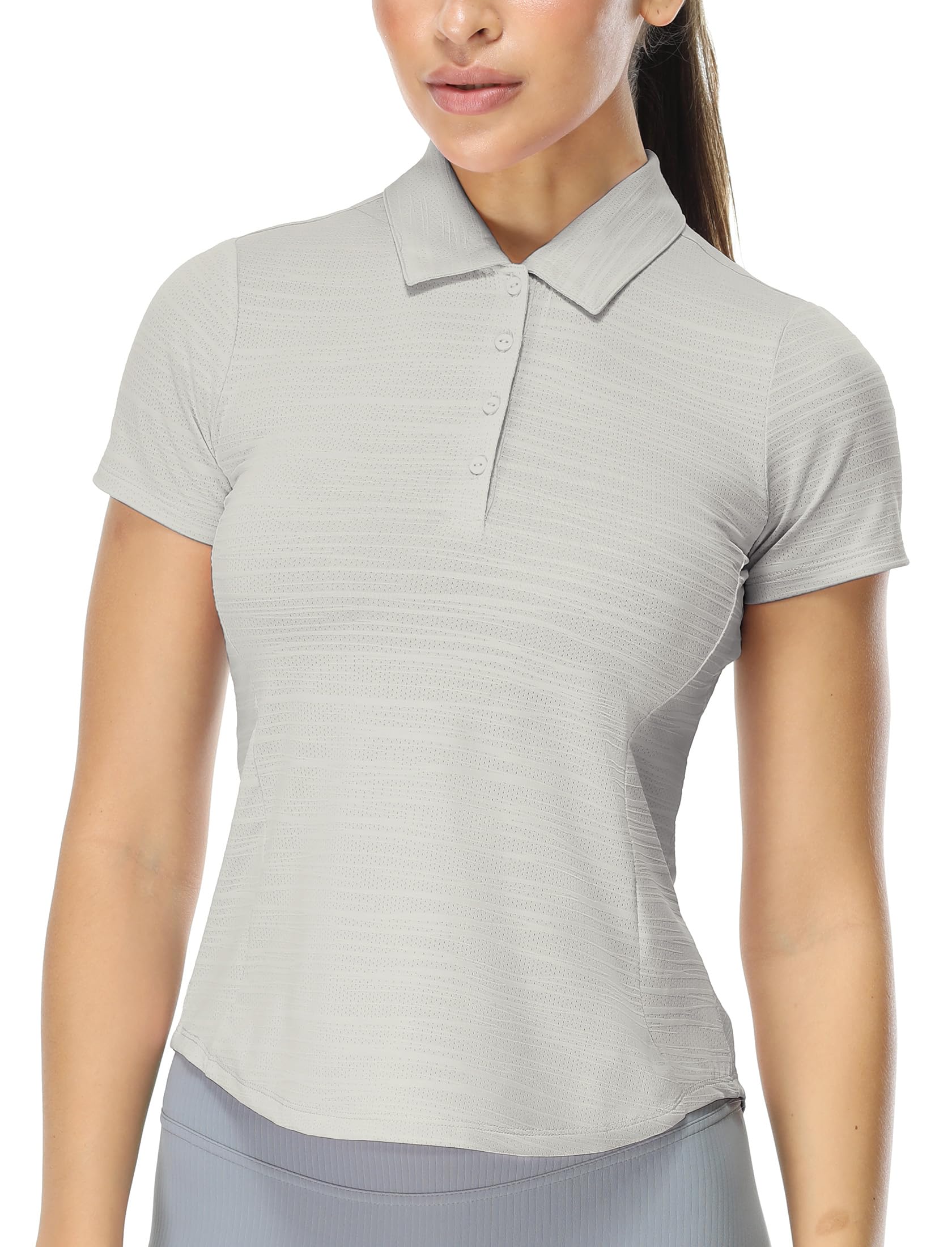 icyzone Women's Slim Fit Golf Polo Shirts Collared Short Sleeve Workout Shirt Tennis Exercise T-Shirts