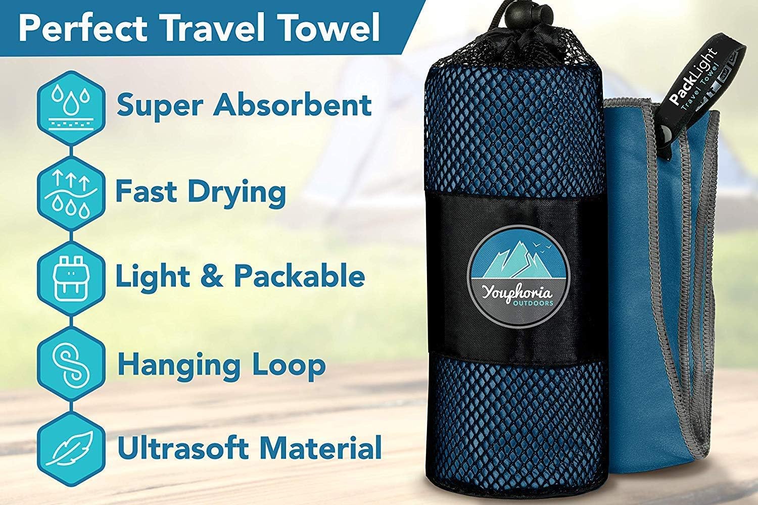 Youphoria Outdoors Traveling Fast Drying Lightweight Camping Towels - 3 Pack : Sports & Outdoors
