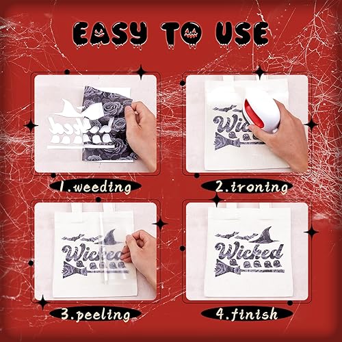 Miniatura 4 de Tintnut Halloween HTV - 10 hojas de vinilo de transferencia de calor de 12 x 10 pulgadas, vinilo rosa para planchar en camisetas, compatible con