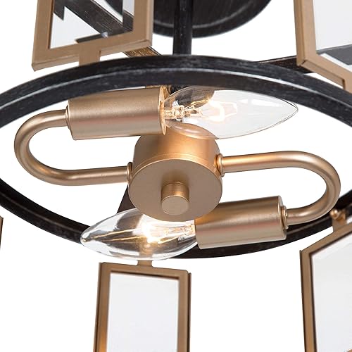 Miniatura 10 de Optimant Lighting Lámpara de techo semiempotrada, 2 luces modernas cerca del techo con vidrio transparente para pasillo, dormitorio y cocina