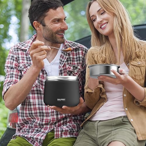 Miniatura 2 de Termo para alimentos calientes para adultos, 40 onzas, recipientes térmicos de sopa de boca ancha con aislamiento al vacío, caja de almuerzo de Negro