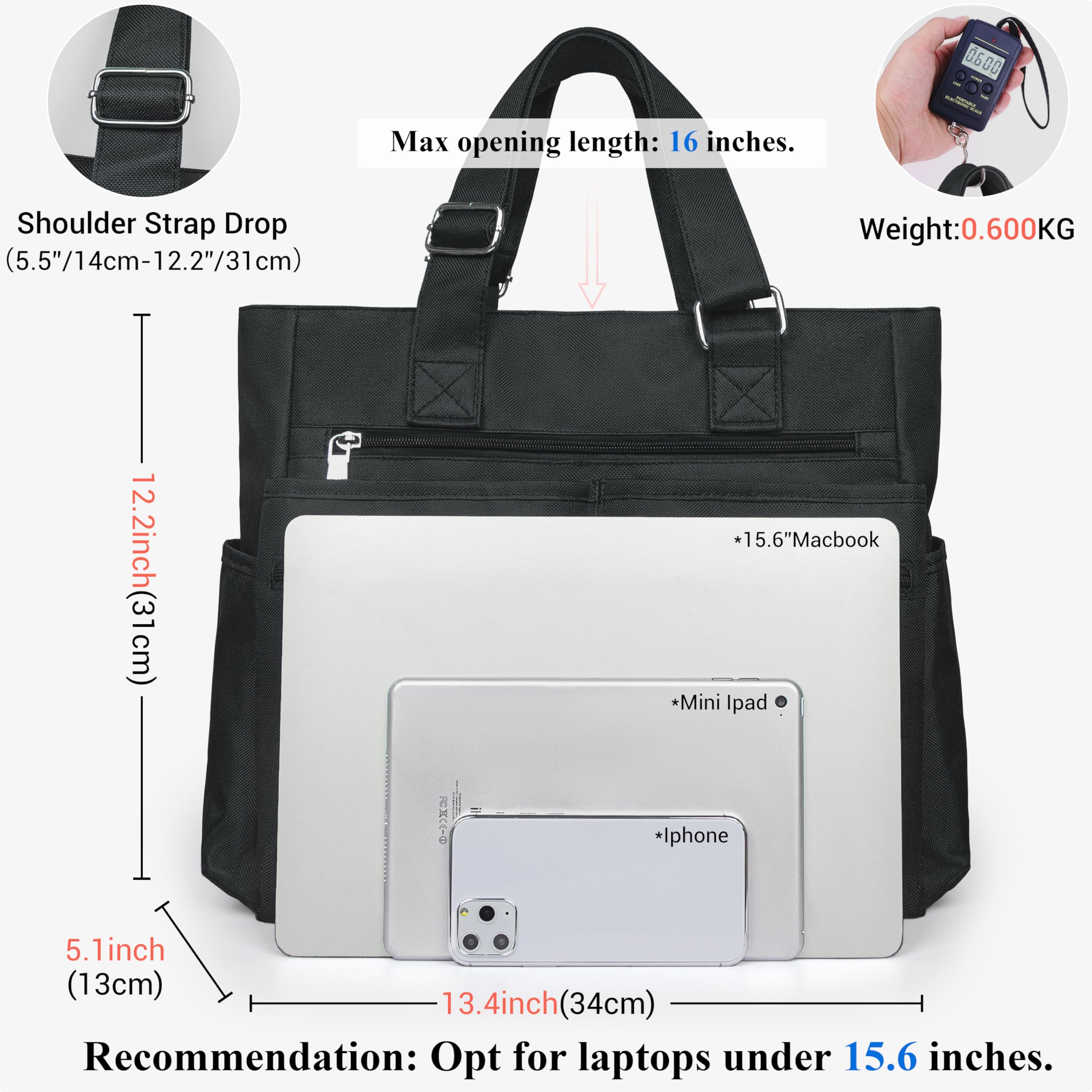 VOLGANIK ROCK Sac à bandoulière pour femme, imperméable, sac de travail léger et sac à main fourre-tout de voyage en nylon Oxford grande capacité