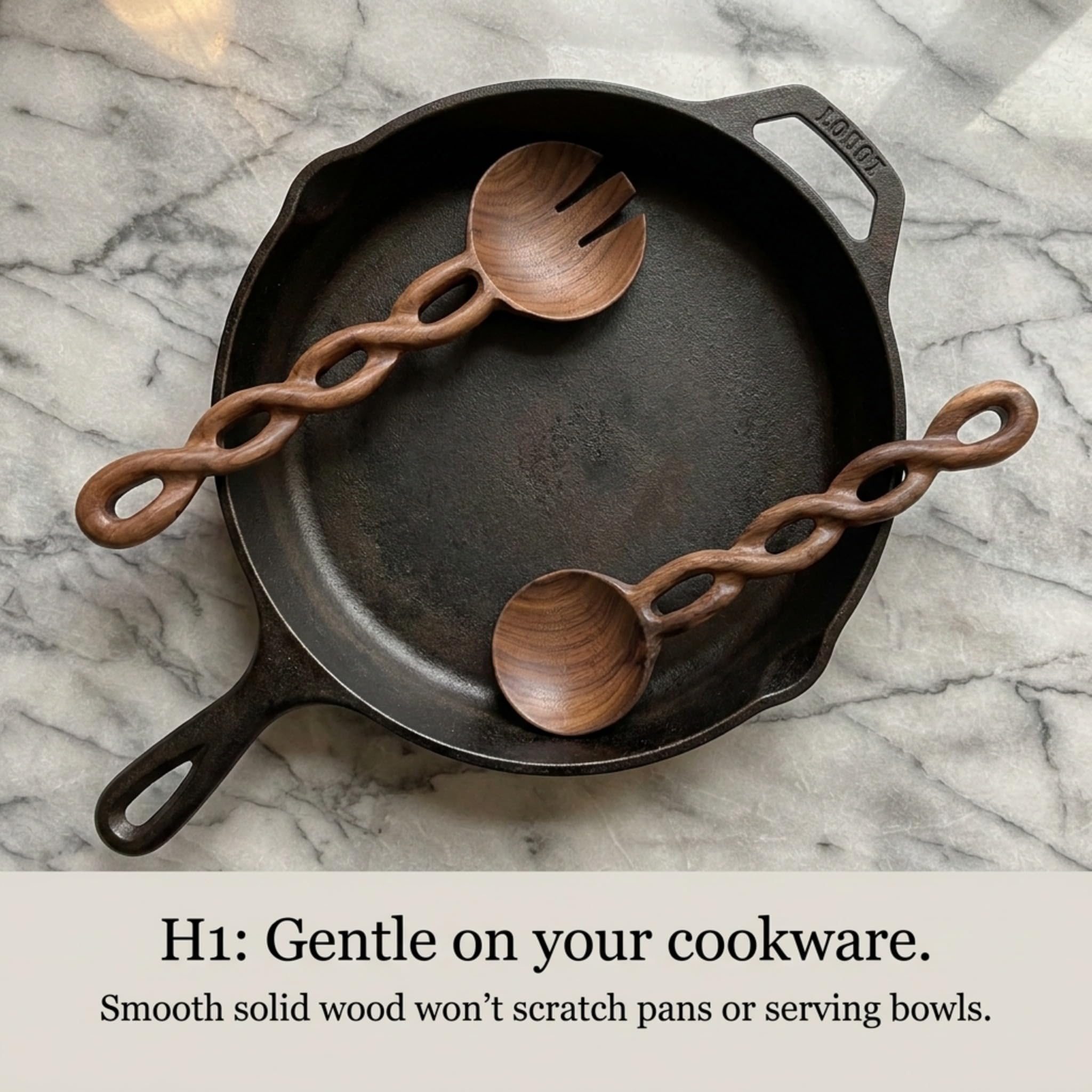 Salt & York Walnut Salad Tongs - Rustic Serving Utensils -3 Salt & York Walnut Salad Tongs - Rustic Serving Utensils -3