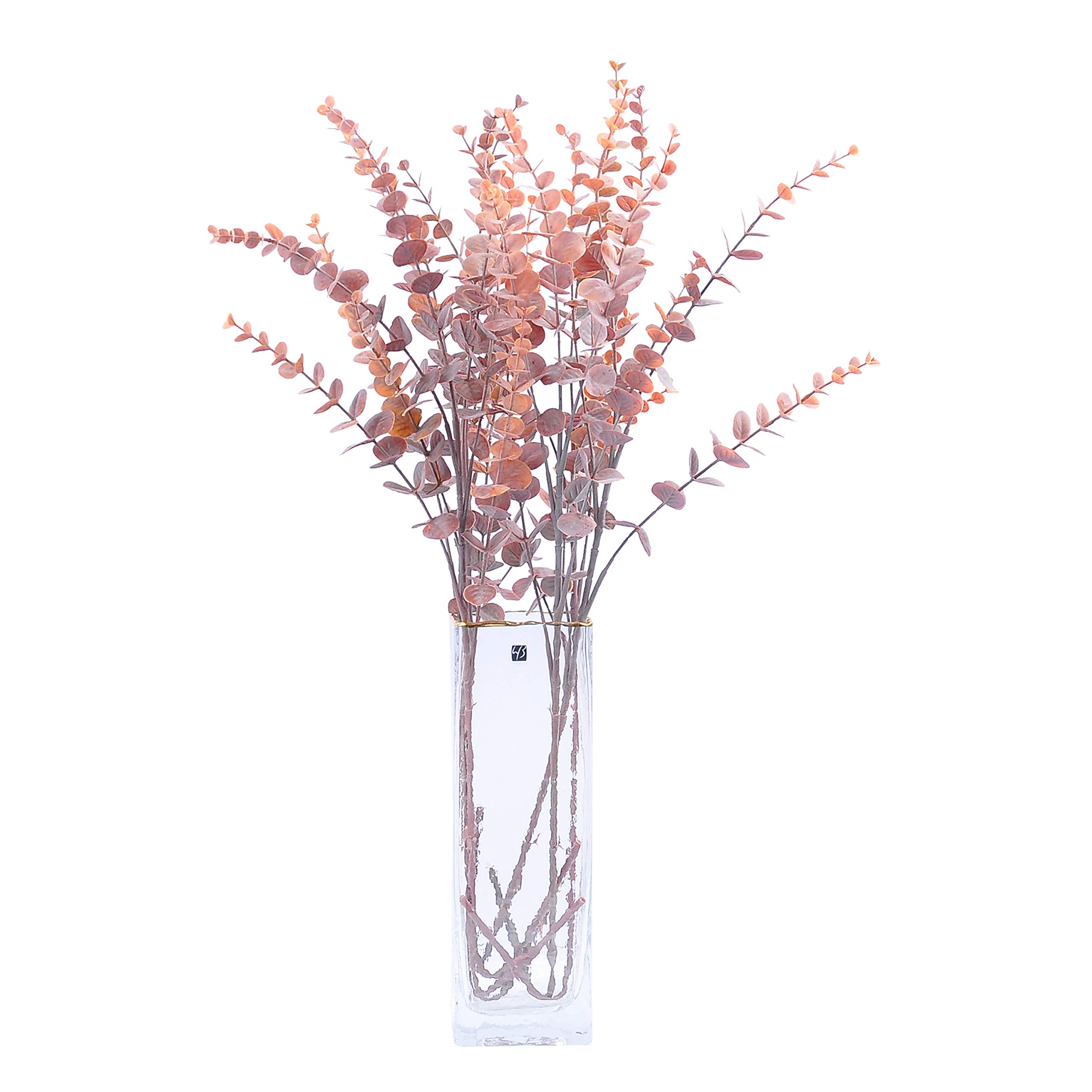 JD Artificial Greenery Plant Gum Tree 6pcs 31 Inch Long Stem Eucalyptus Branch Outdoor UV Resistant Shrub for Home Décor Garden Patio Yard(Late Autum Foliage)