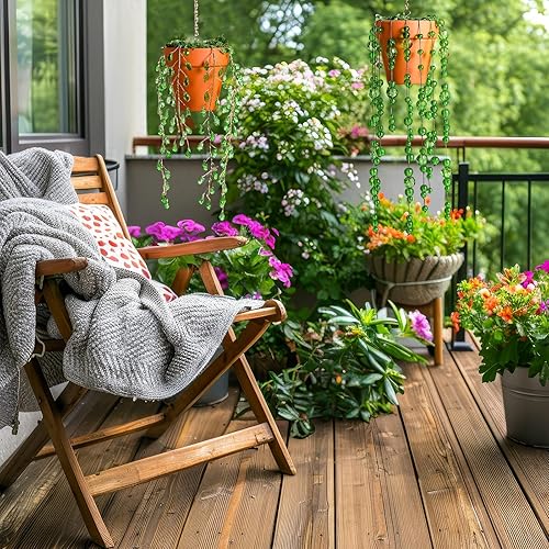 Miniatura 3 de 2 atrapasoles de cristal para colgar en la ventana, campanillas de viento con cuentas, plantas suculentas, plantas verdes, campanillas de viento