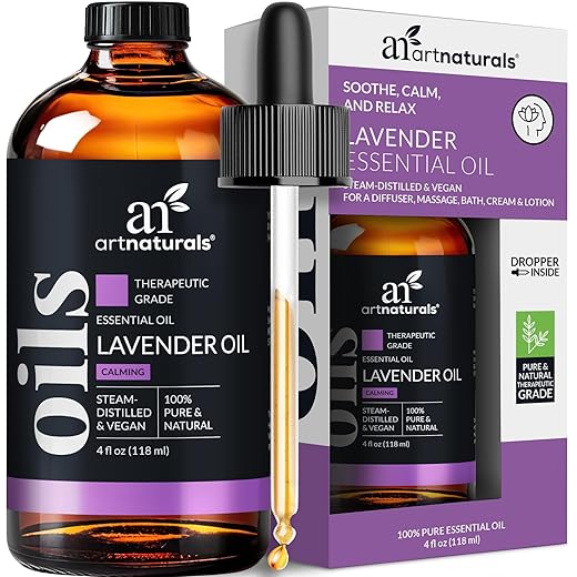 artnaturals 100% Pure Lavender Essential Oil - (4 Fl Oz / 120ml) - Premium Undiluted Therapeutic Grade Natural from Bulgaria - Aromatherapy for Diffuser, Skin and Hair Growth